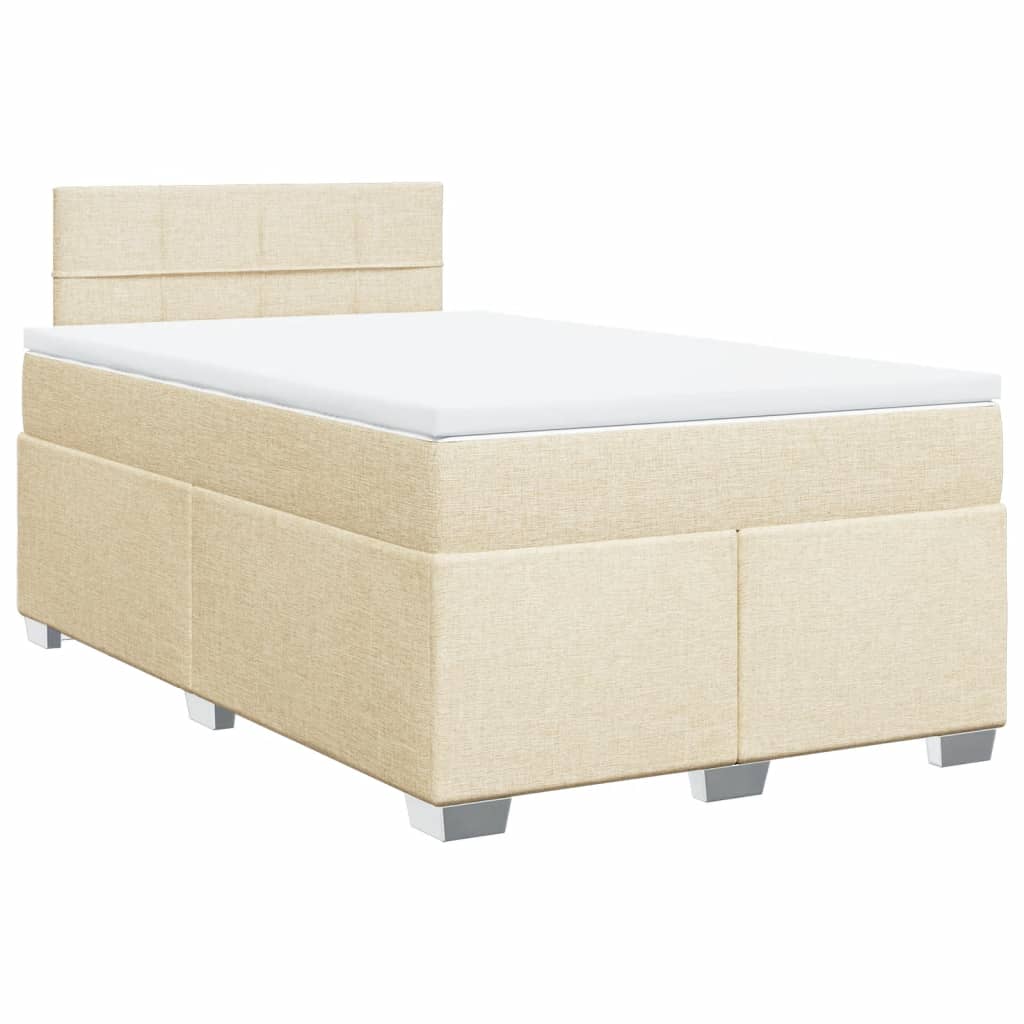 vidaXL Κρεβάτι Boxspring με Στρώμα Κρεμ 120x200 εκ. Υφασμάτινο