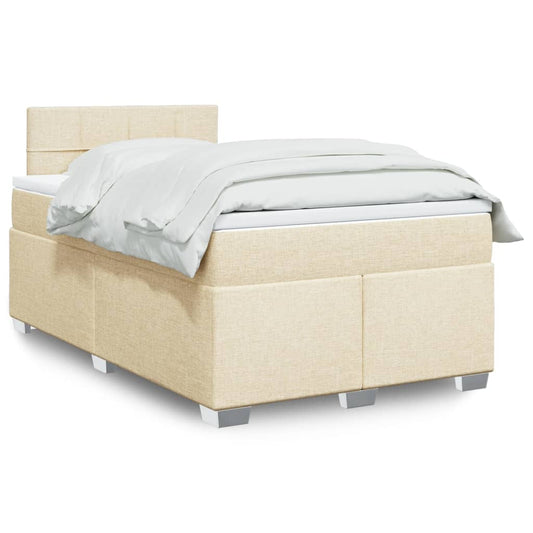 vidaXL Κρεβάτι Boxspring με Στρώμα Κρεμ 120x200 εκ. Υφασμάτινο