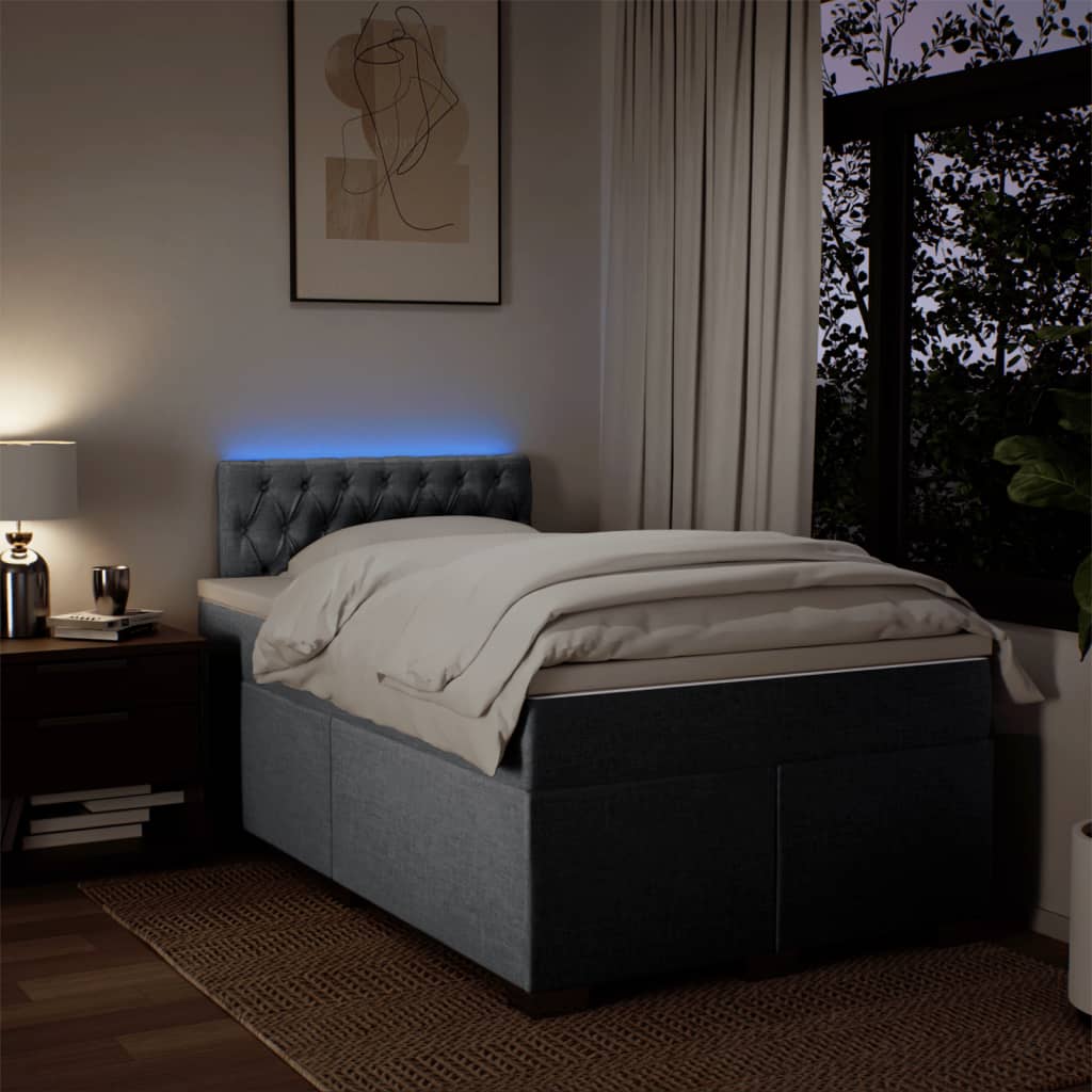 vidaXL Κρεβάτι Boxspring με Στρώμα Ανοιχτό Γκρι 120x200 εκ. Υφασμάτινο