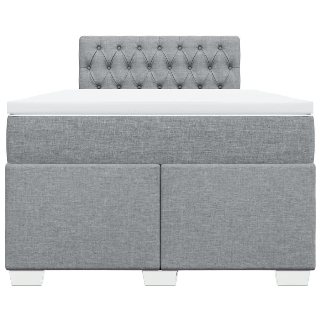 vidaXL Κρεβάτι Boxspring με Στρώμα Ανοιχτό Γκρι 120x200 εκ. Υφασμάτινο