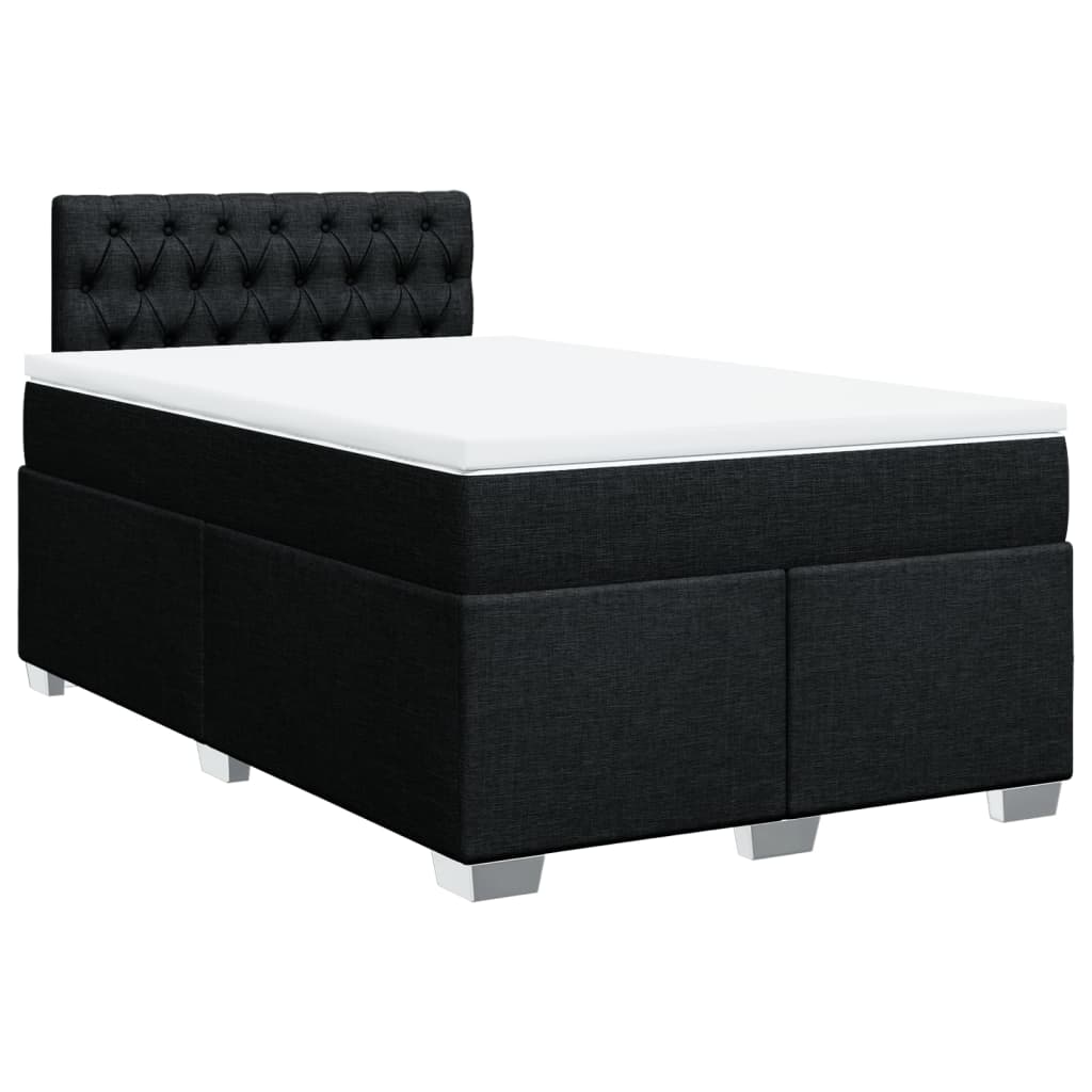vidaXL Κρεβάτι Boxspring με Στρώμα Μαύρο 120x200 εκ. Υφασμάτινο