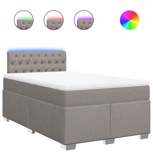 vidaXL Κρεβάτι Boxspring με Στρώμα Taupe 120x200 εκ. Υφασμάτινο