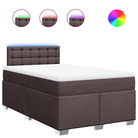 vidaXL Κρεβάτι Boxspring με Στρώμα Σκούρο Καφέ 120x200 εκ. Υφασμάτινο