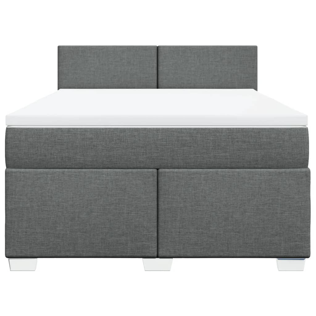 vidaXL Κρεβάτι Boxspring με Στρώμα Σκούρο Γκρι 140x190 εκ. Υφασμάτινο