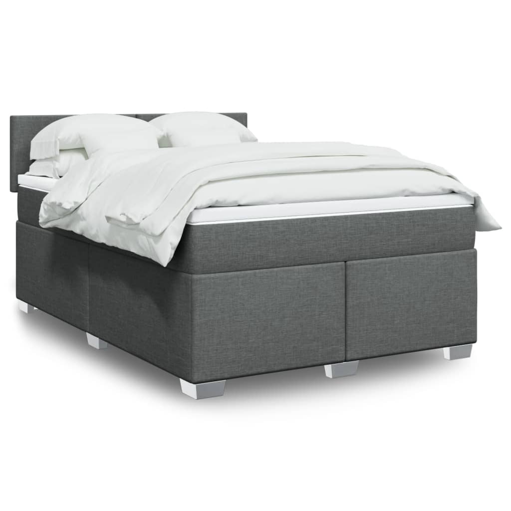 vidaXL Κρεβάτι Boxspring με Στρώμα Σκούρο Γκρι 140x190 εκ. Υφασμάτινο