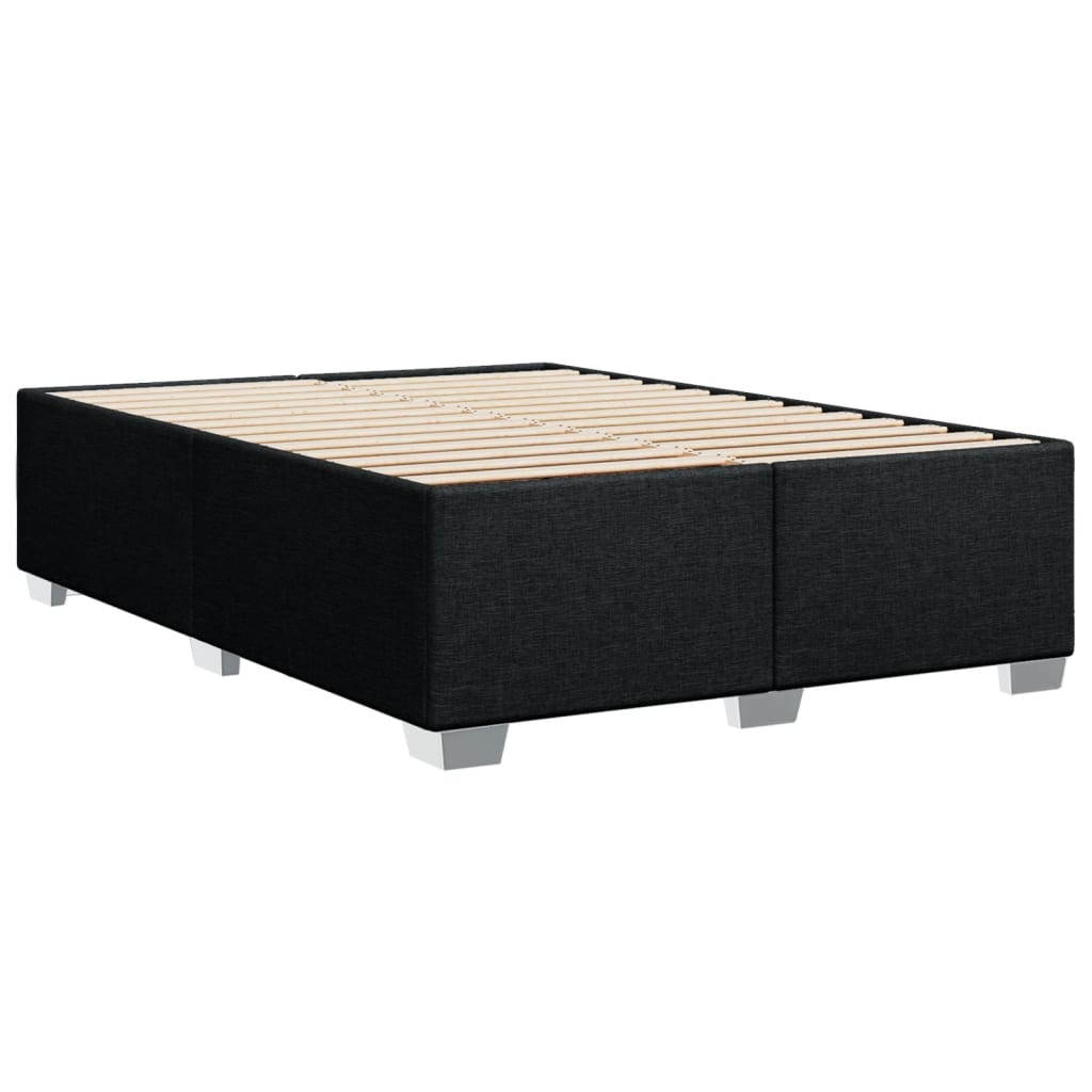 vidaXL Κρεβάτι Boxspring με Στρώμα Μαύρο 140x190 εκ. Υφασμάτινο
