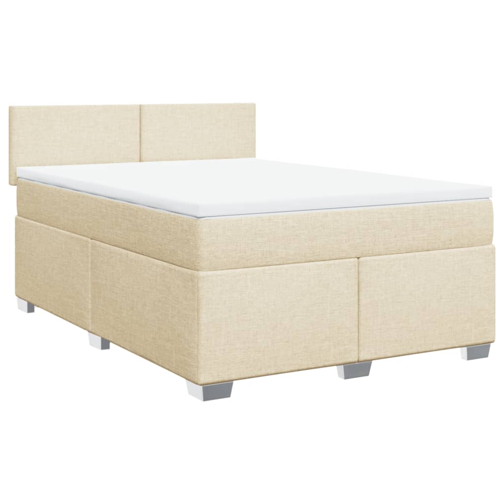 vidaXL Κρεβάτι Boxspring με Στρώμα Κρεμ 140x190 εκ. Υφασμάτινο