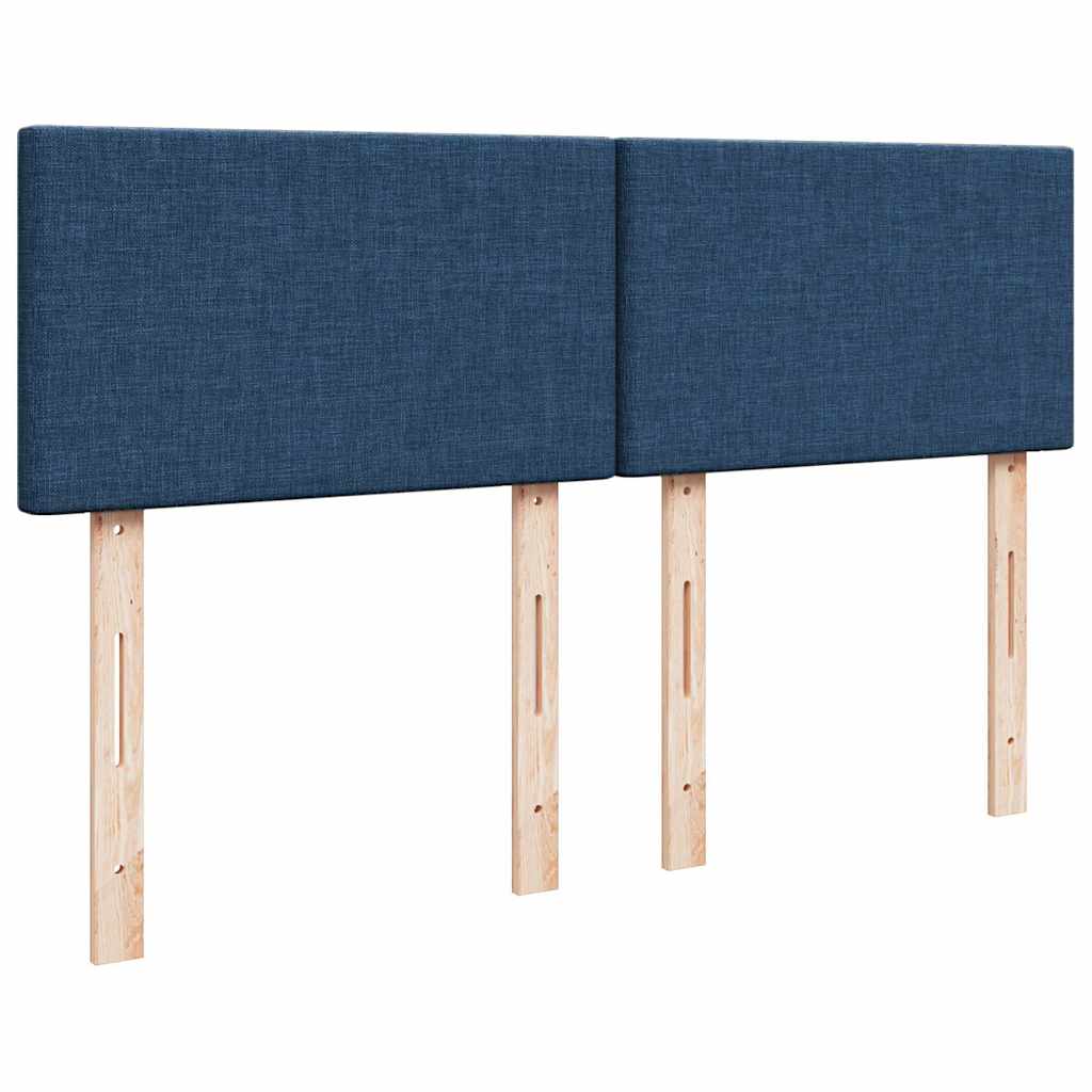 vidaXL Κρεβάτι Boxspring με Στρώμα Μπλε 140x190 εκ. Υφασμάτινο