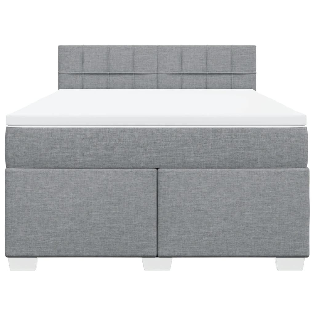 vidaXL Κρεβάτι Boxspring με Στρώμα Ανοιχτό Γκρι 140x190 εκ. Υφασμάτινο