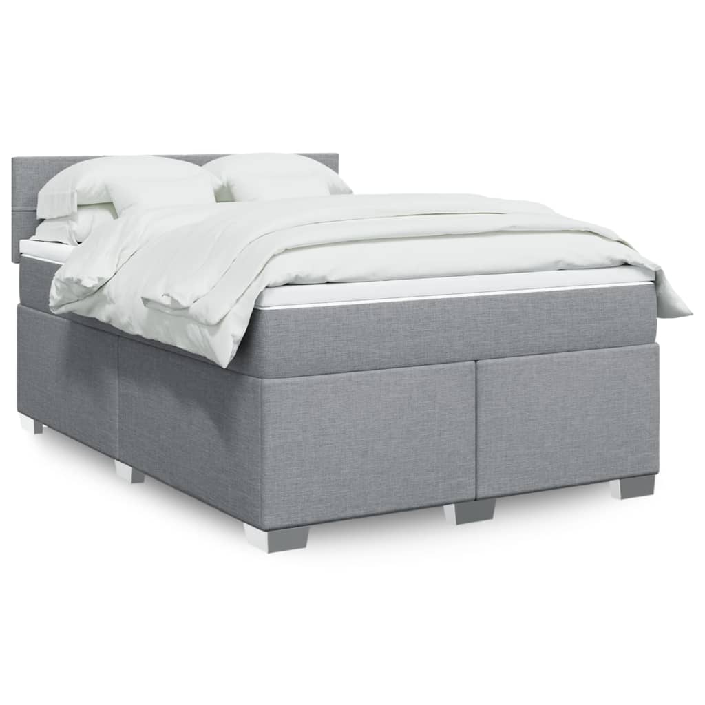 vidaXL Κρεβάτι Boxspring με Στρώμα Ανοιχτό Γκρι 140x190 εκ. Υφασμάτινο