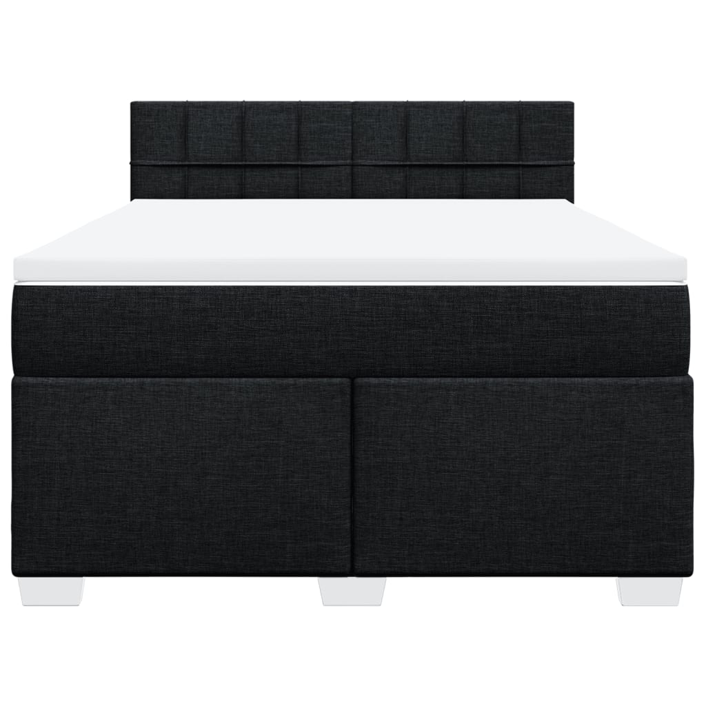vidaXL Κρεβάτι Boxspring με Στρώμα Μαύρο 140x190 εκ. Υφασμάτινο