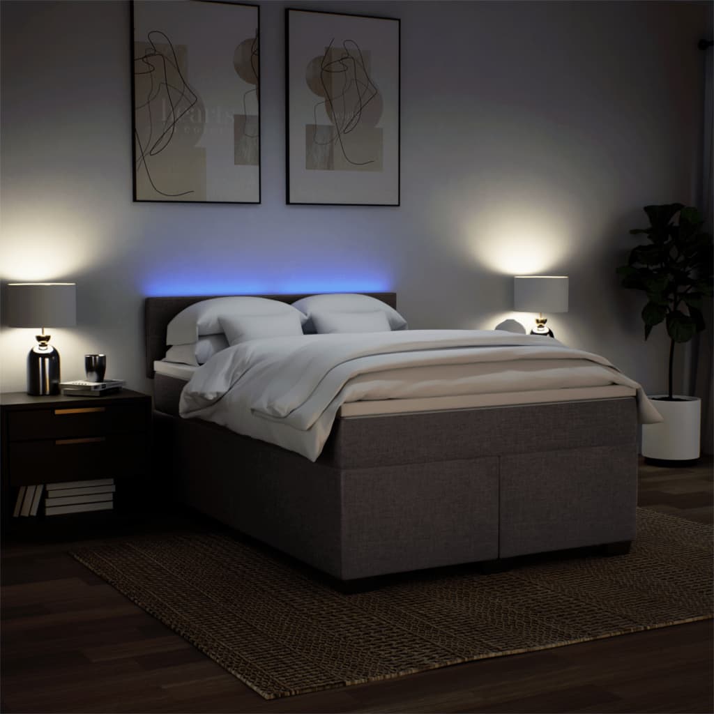 vidaXL Κρεβάτι Boxspring με Στρώμα Taupe 140x190 εκ. Υφασμάτινο