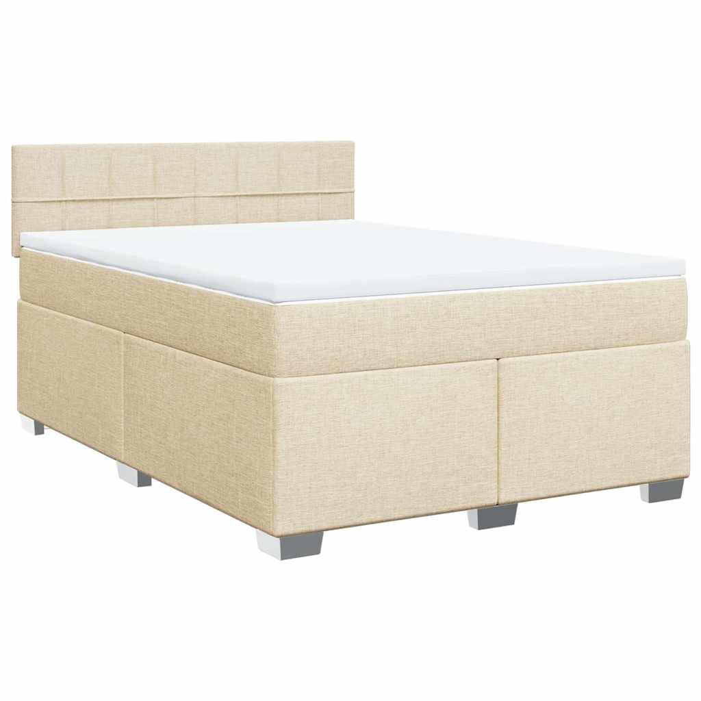 vidaXL Κρεβάτι Boxspring με Στρώμα Κρεμ 140x190 εκ. Υφασμάτινο