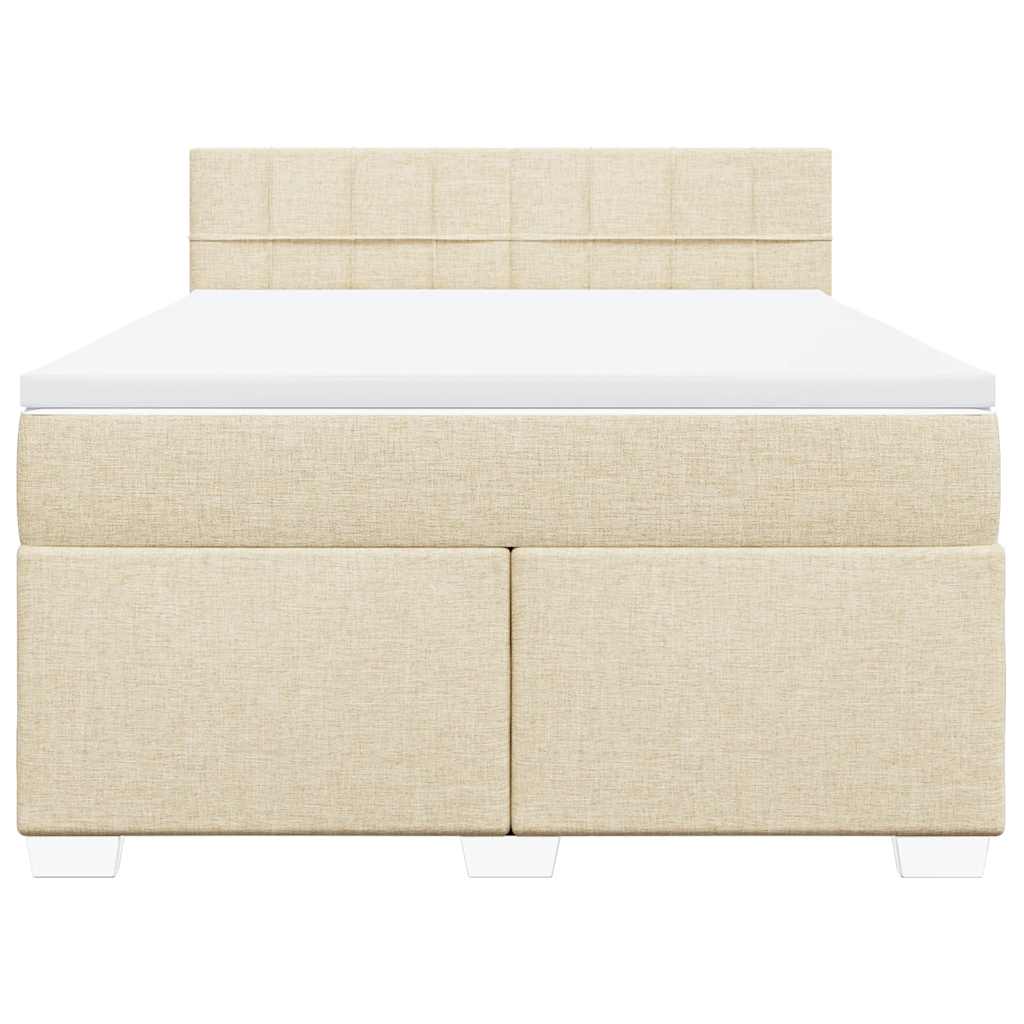 vidaXL Κρεβάτι Boxspring με Στρώμα Κρεμ 140x190 εκ. Υφασμάτινο