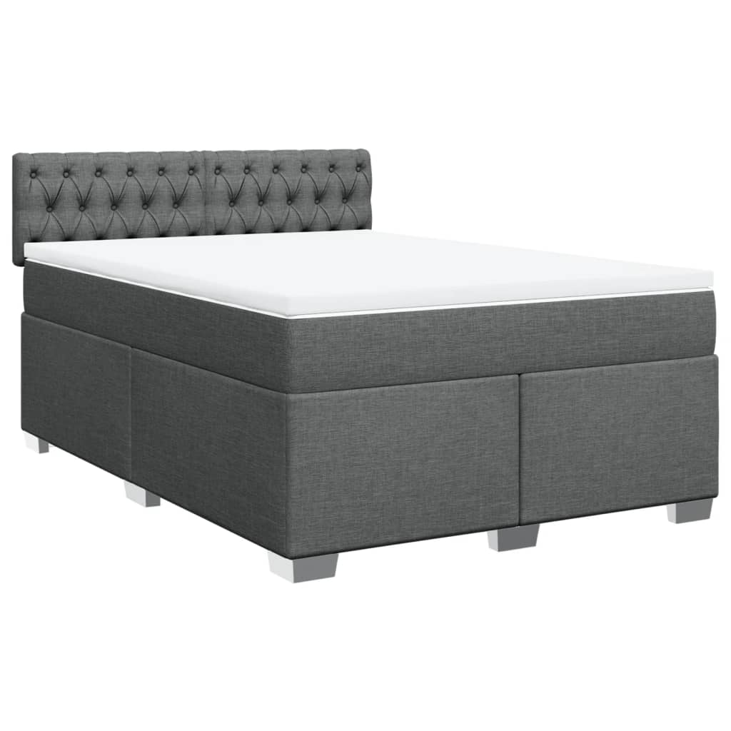 vidaXL Κρεβάτι Boxspring με Στρώμα Σκούρο Γκρι 140x190 εκ. Υφασμάτινο