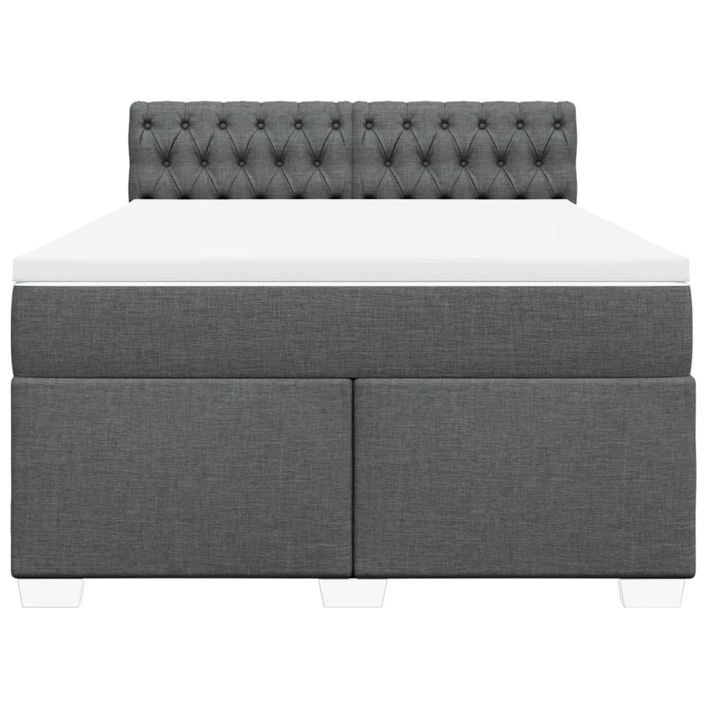 vidaXL Κρεβάτι Boxspring με Στρώμα Σκούρο Γκρι 140x190 εκ. Υφασμάτινο