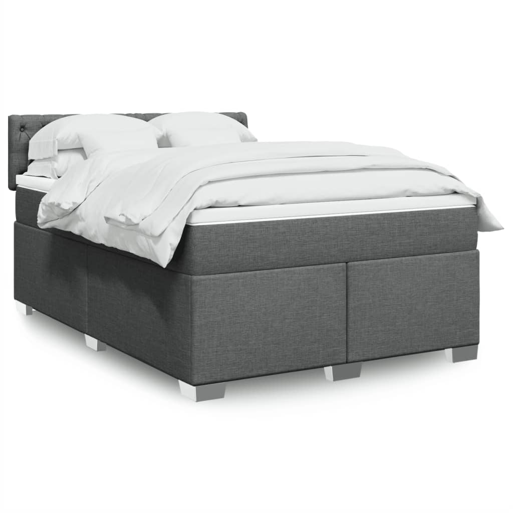 vidaXL Κρεβάτι Boxspring με Στρώμα Σκούρο Γκρι 140x190 εκ. Υφασμάτινο