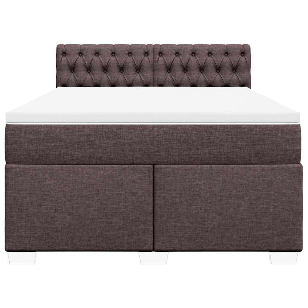 vidaXL Κρεβάτι Boxspring με Στρώμα Σκούρο Καφέ 140x190 εκ. Υφασμάτινο