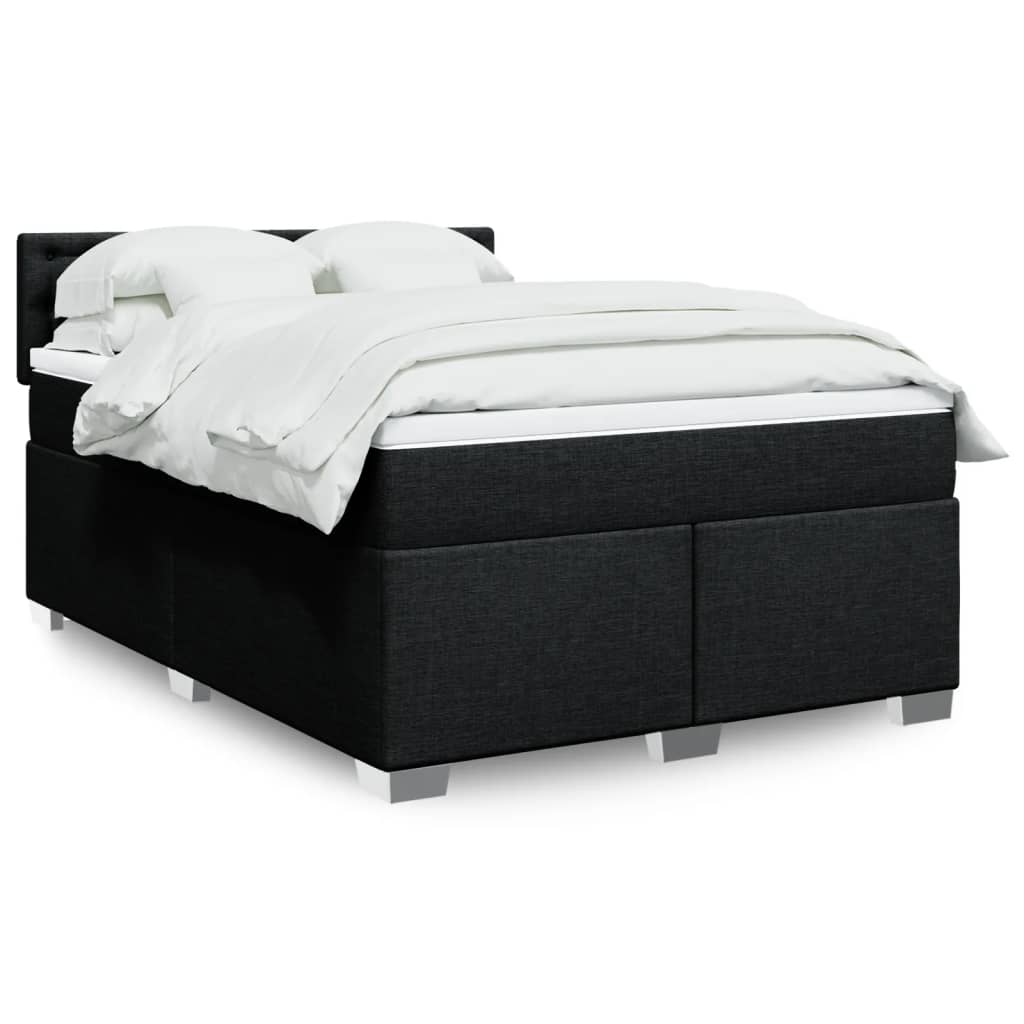 vidaXL Κρεβάτι Boxspring με Στρώμα Μαύρο 140x190 εκ. Υφασμάτινο