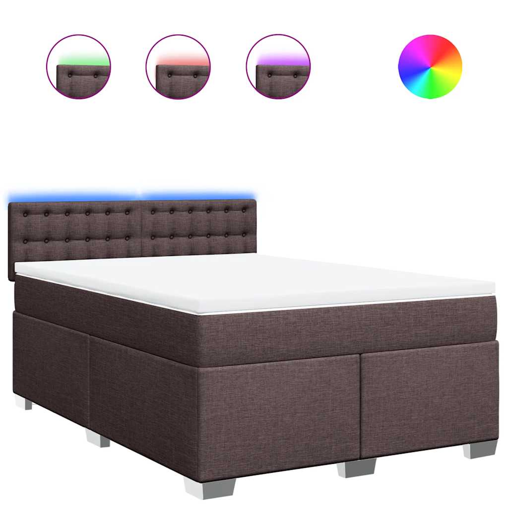 vidaXL Κρεβάτι Boxspring με Στρώμα Σκούρο Καφέ 140x190 εκ. Υφασμάτινο