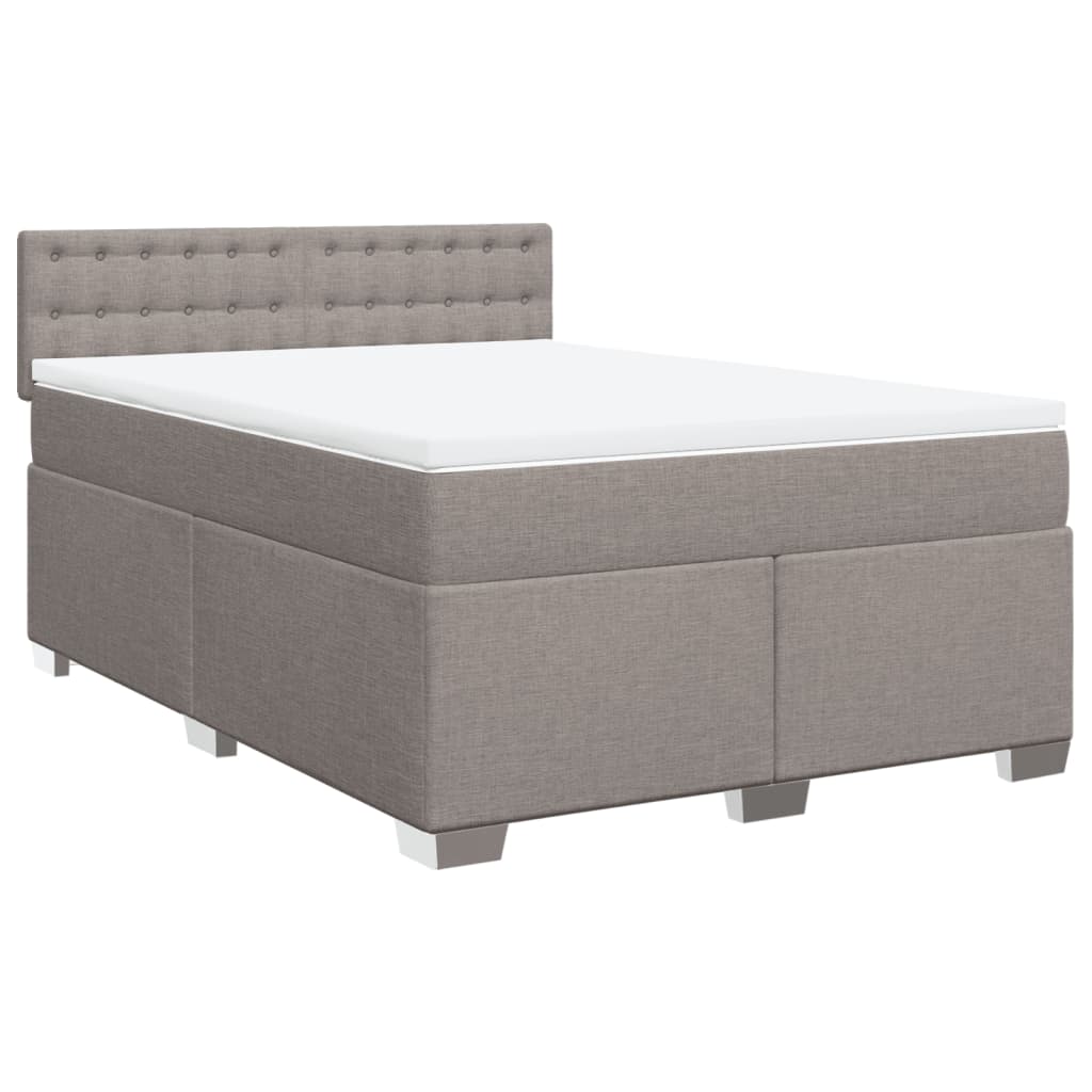 vidaXL Κρεβάτι Boxspring με Στρώμα Taupe 140x190 εκ. Υφασμάτινο