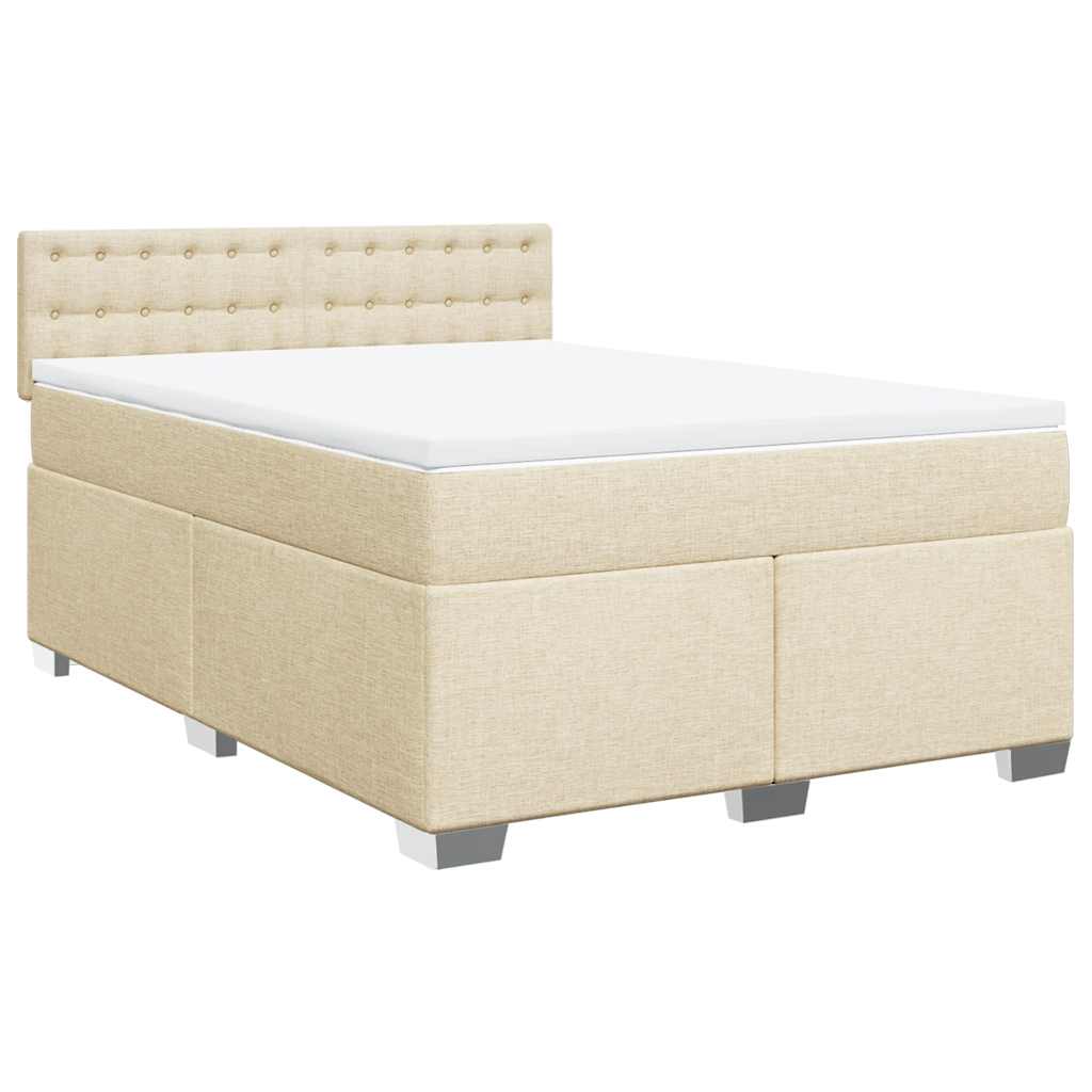 vidaXL Κρεβάτι Boxspring με Στρώμα Κρεμ 140x190 εκ. Υφασμάτινο