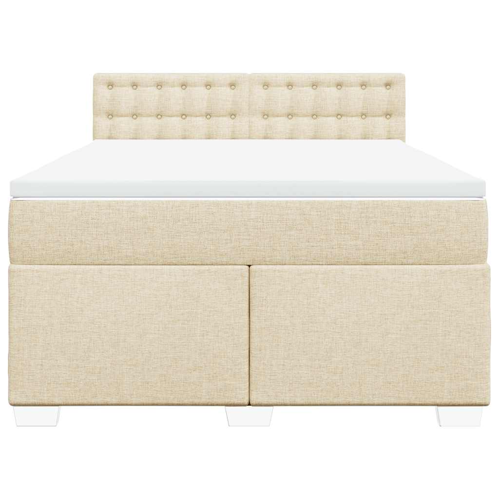 vidaXL Κρεβάτι Boxspring με Στρώμα Κρεμ 140x190 εκ. Υφασμάτινο