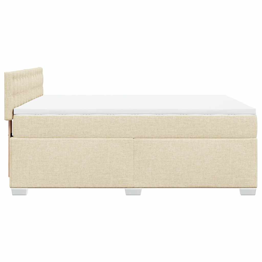 vidaXL Κρεβάτι Boxspring με Στρώμα Κρεμ 140x190 εκ. Υφασμάτινο