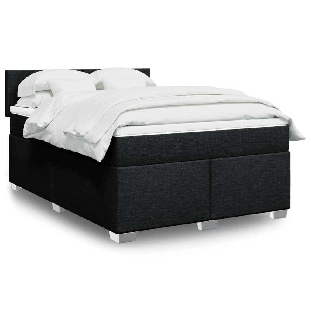 vidaXL Κρεβάτι Boxspring με Στρώμα Μαύρο 140x200 εκ. Υφασμάτινο