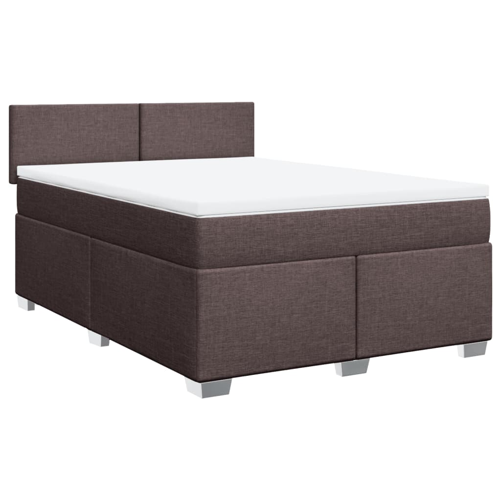 vidaXL Κρεβάτι Boxspring με Στρώμα Σκούρο Καφέ 140x200 εκ Υφασμάτινο