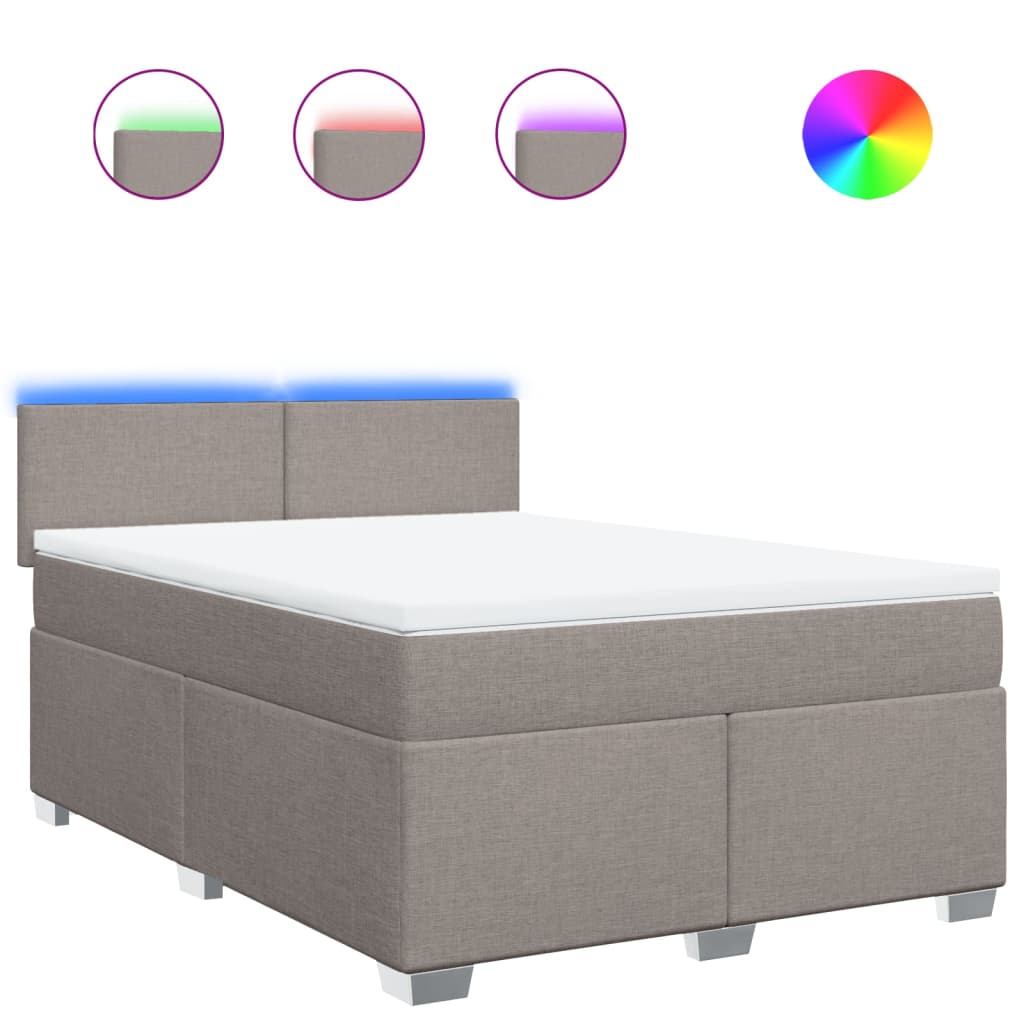 vidaXL Κρεβάτι Boxspring με Στρώμα Taupe 140x200 εκ. Υφασμάτινο