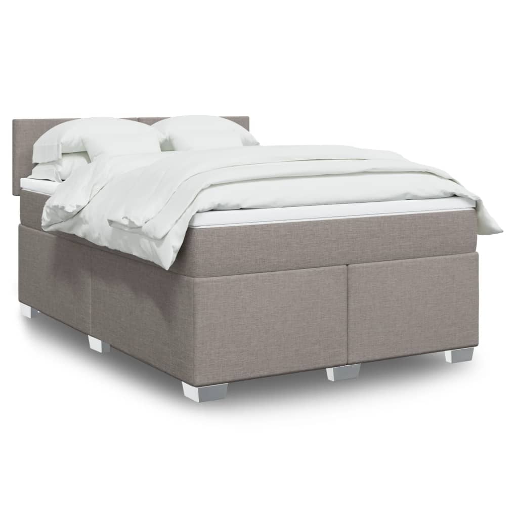 vidaXL Κρεβάτι Boxspring με Στρώμα Taupe 140x200 εκ. Υφασμάτινο