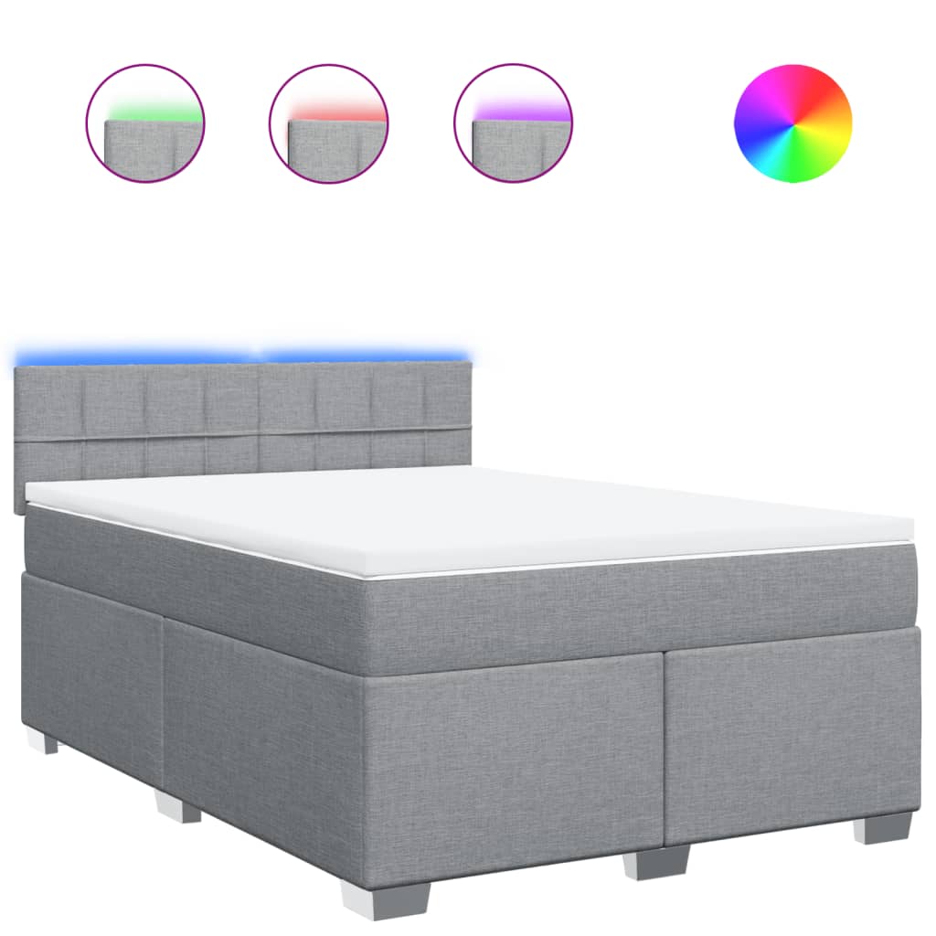 vidaXL Κρεβάτι Boxspring με Στρώμα Ανοιχτό Γκρι 140x200 εκ. Υφασμάτινο