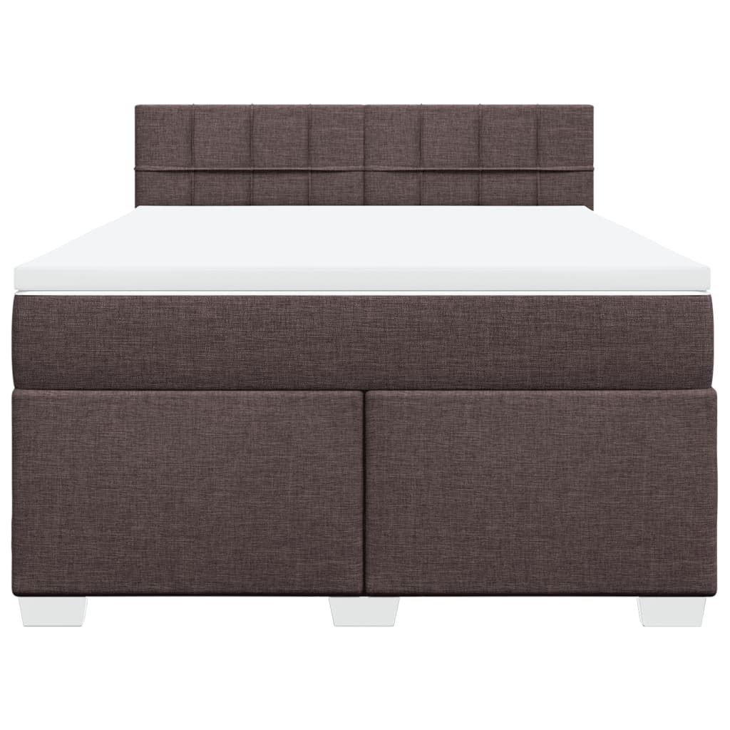 vidaXL Κρεβάτι Boxspring με Στρώμα Σκούρο Καφέ 140x200 εκ Υφασμάτινο