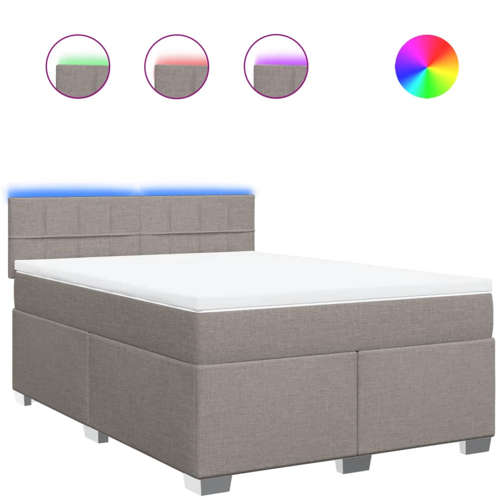 vidaXL Κρεβάτι Boxspring με Στρώμα Taupe 140x200 εκ. Υφασμάτινο