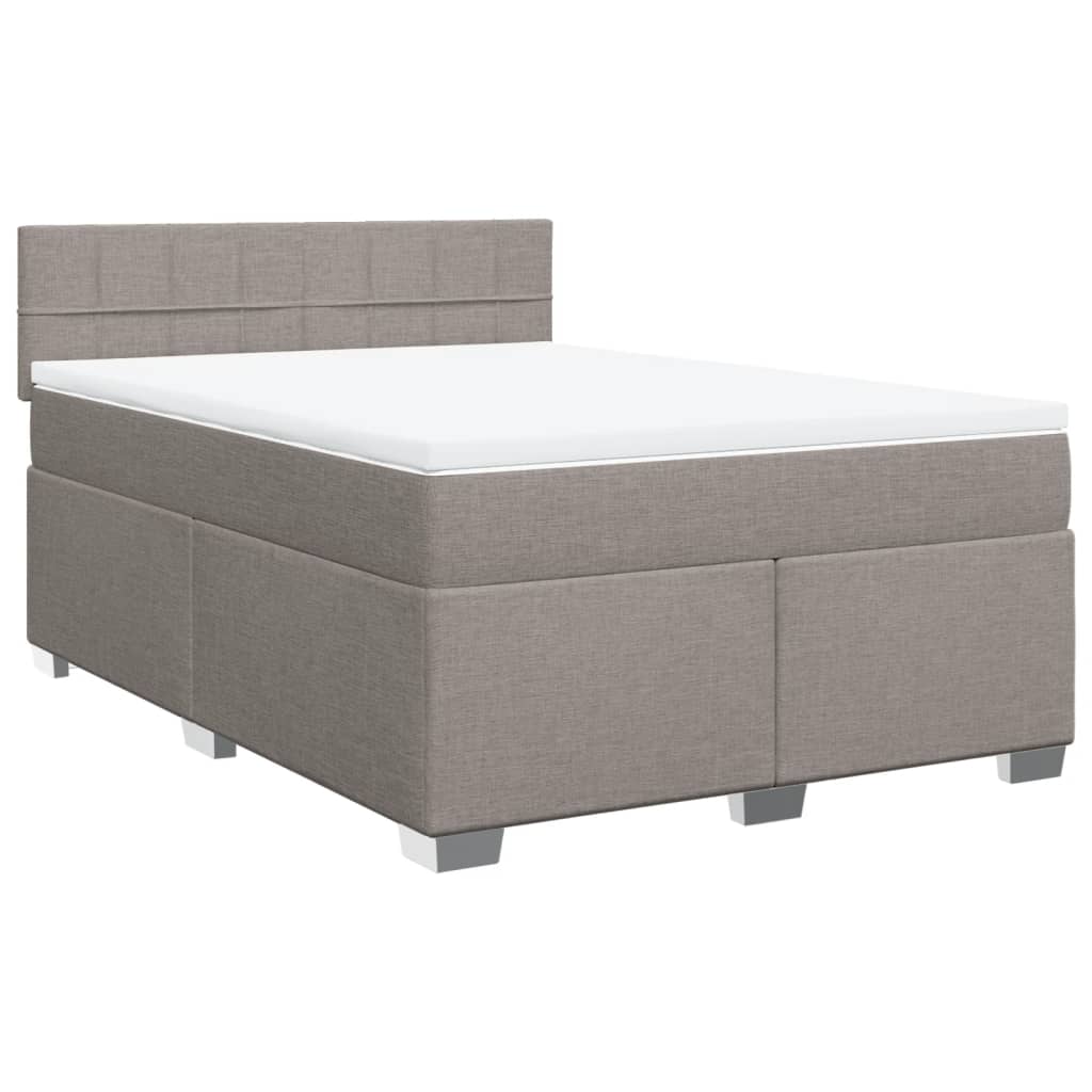 vidaXL Κρεβάτι Boxspring με Στρώμα Taupe 140x200 εκ. Υφασμάτινο