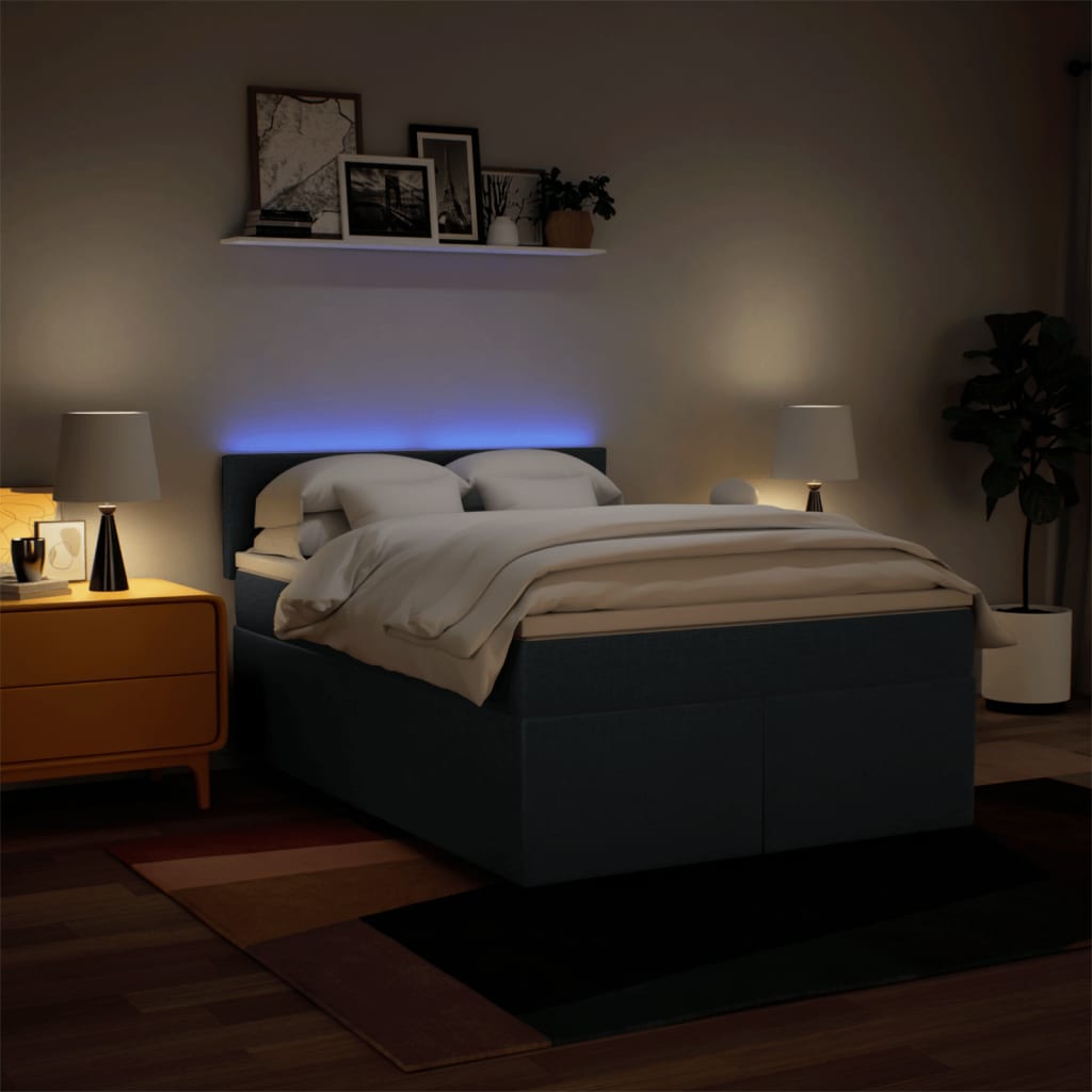 vidaXL Κρεβάτι Boxspring με Στρώμα Μπλε 140x200 εκ. Υφασμάτινο