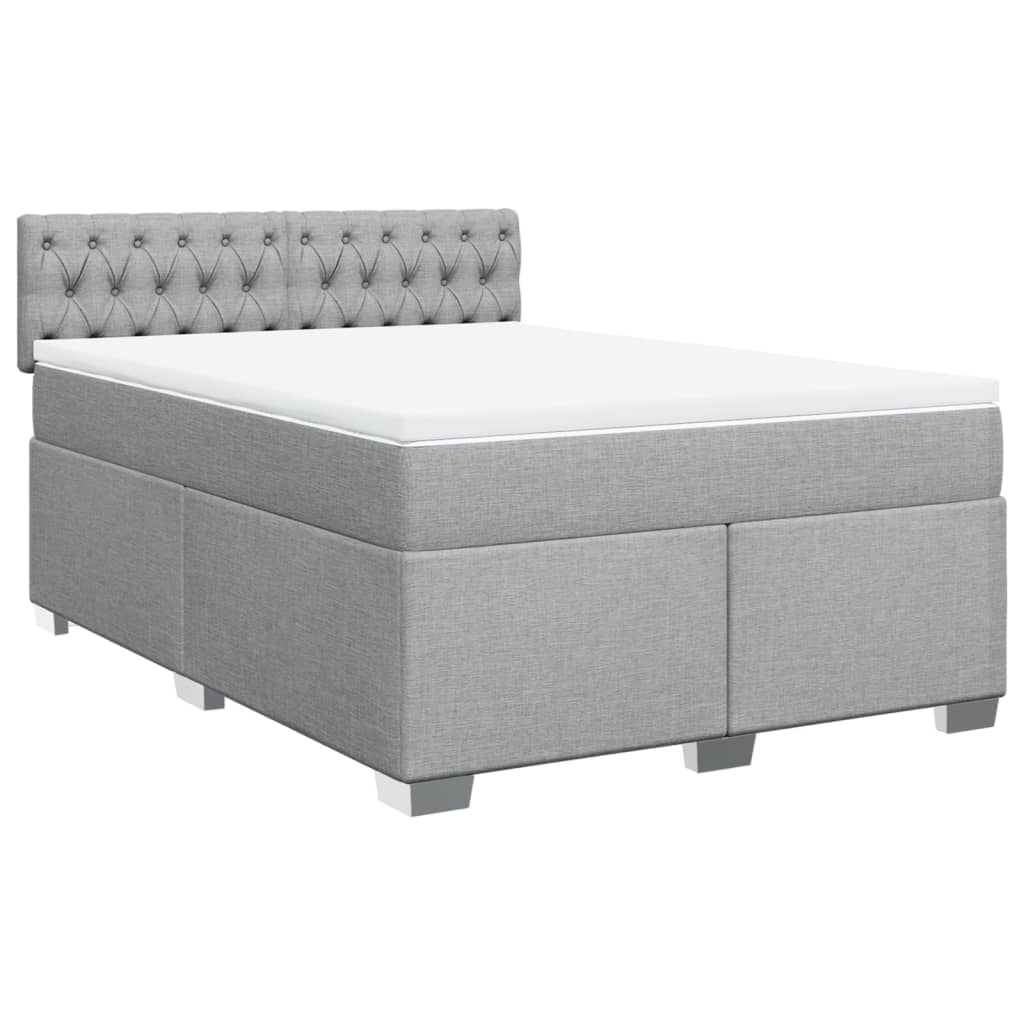 vidaXL Κρεβάτι Boxspring με Στρώμα Ανοιχτό Γκρι 140x200 εκ. Υφασμάτινο