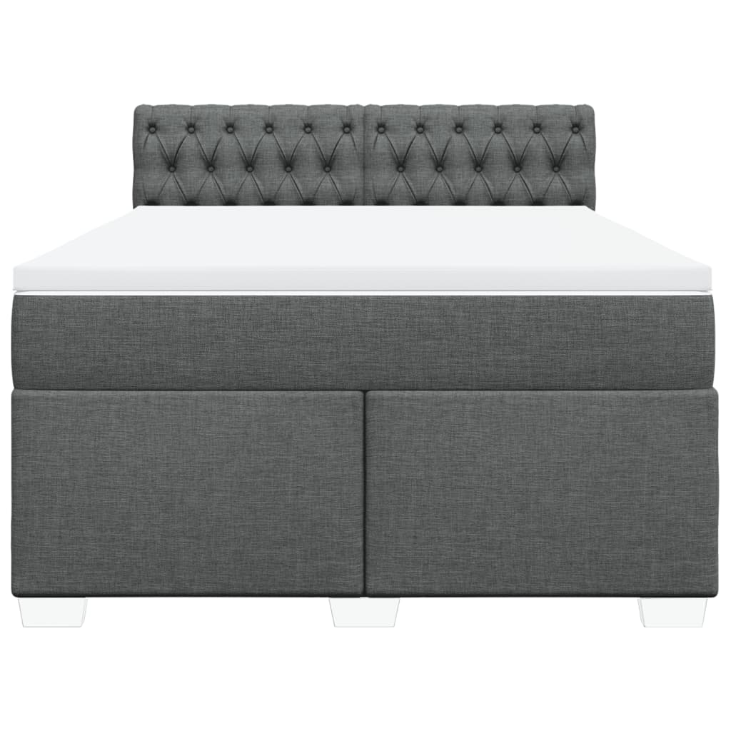 vidaXL Κρεβάτι Boxspring με Στρώμα Σκούρο Γκρι 140x200 εκ Υφασμάτινο
