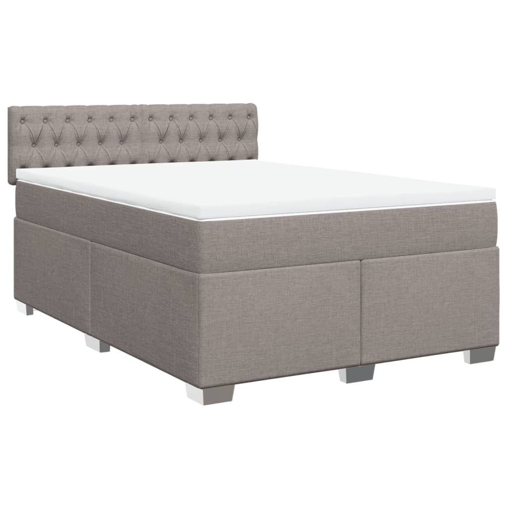 vidaXL Κρεβάτι Boxspring με Στρώμα Taupe 140x200 εκ. Υφασμάτινο