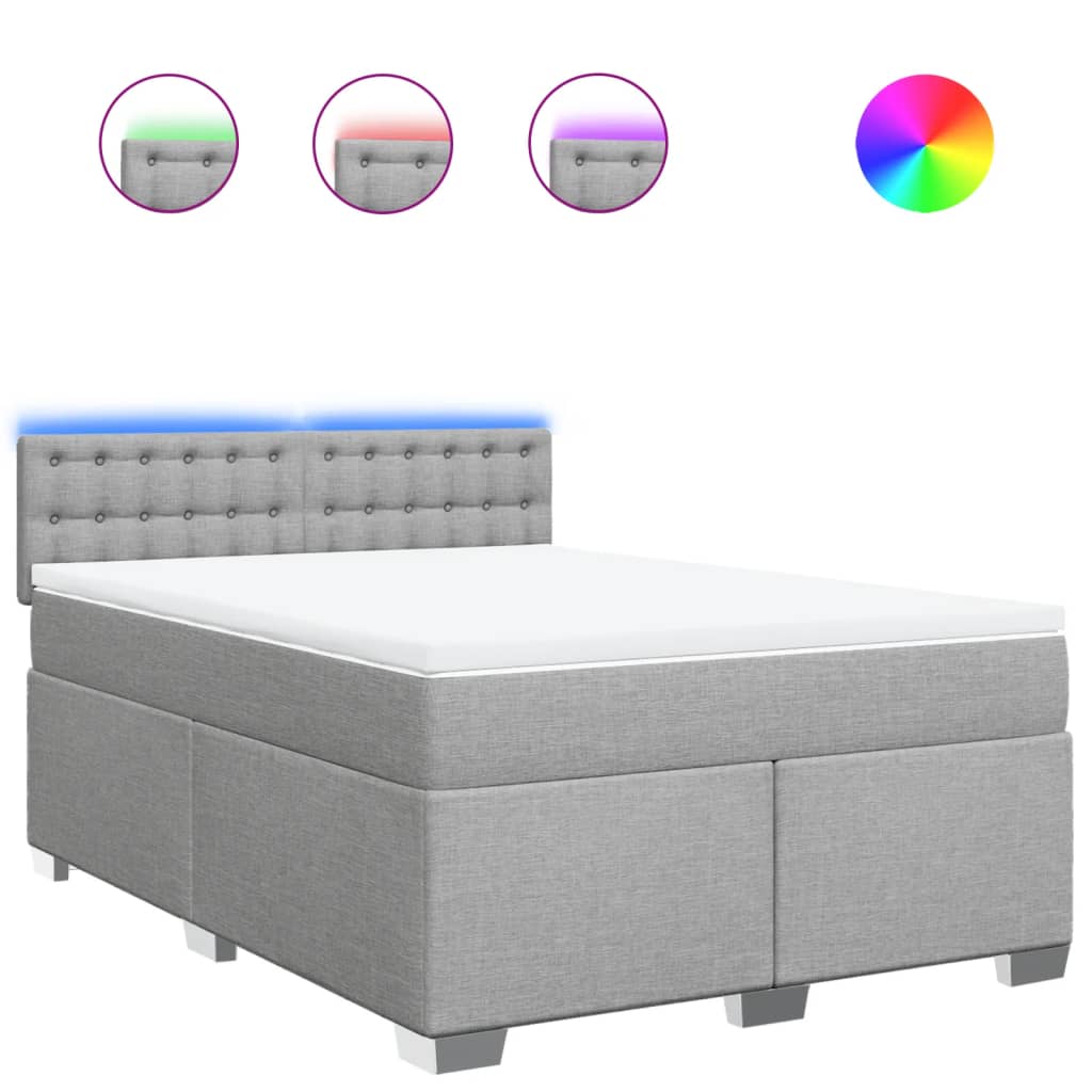 vidaXL Κρεβάτι Boxspring με Στρώμα Ανοιχτό Γκρι 140x200 εκ. Υφασμάτινο