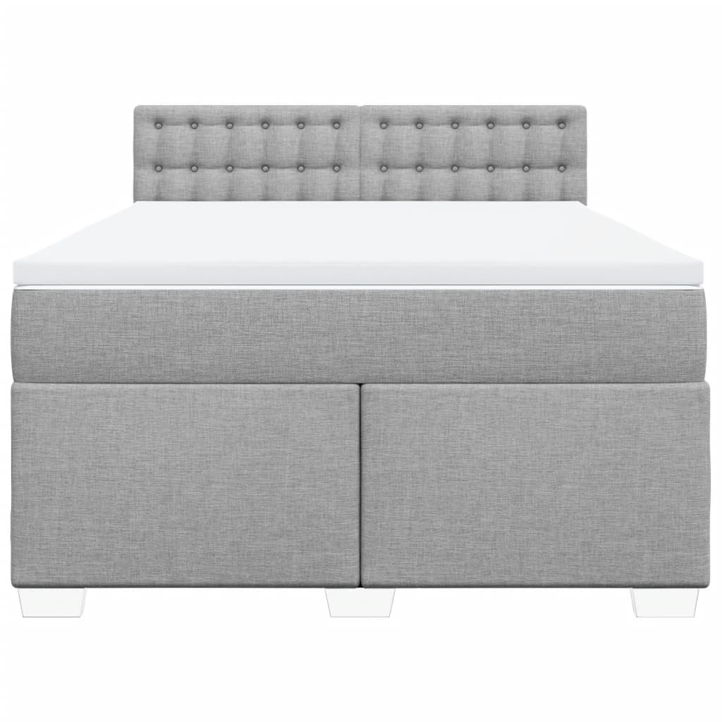 vidaXL Κρεβάτι Boxspring με Στρώμα Ανοιχτό Γκρι 140x200 εκ. Υφασμάτινο