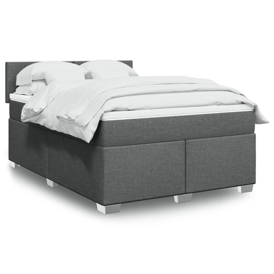 vidaXL Κρεβάτι Boxspring με Στρώμα Σκούρο Γκρι 160x200 εκ Υφασμάτινο