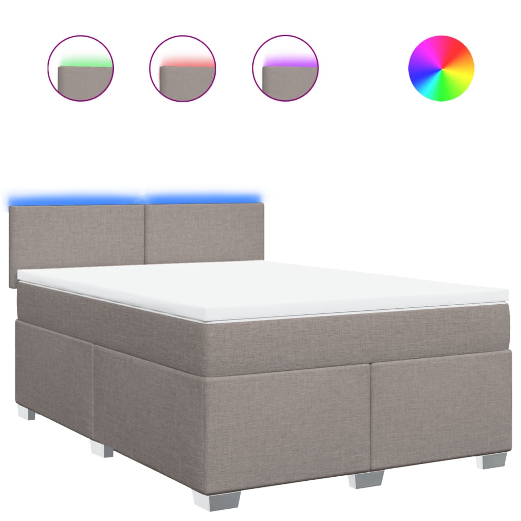 vidaXL Κρεβάτι Boxspring με Στρώμα Taupe 160x200 εκ. Υφασμάτινο