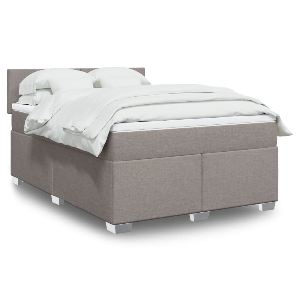 vidaXL Κρεβάτι Boxspring με Στρώμα Taupe 160x200 εκ. Υφασμάτινο