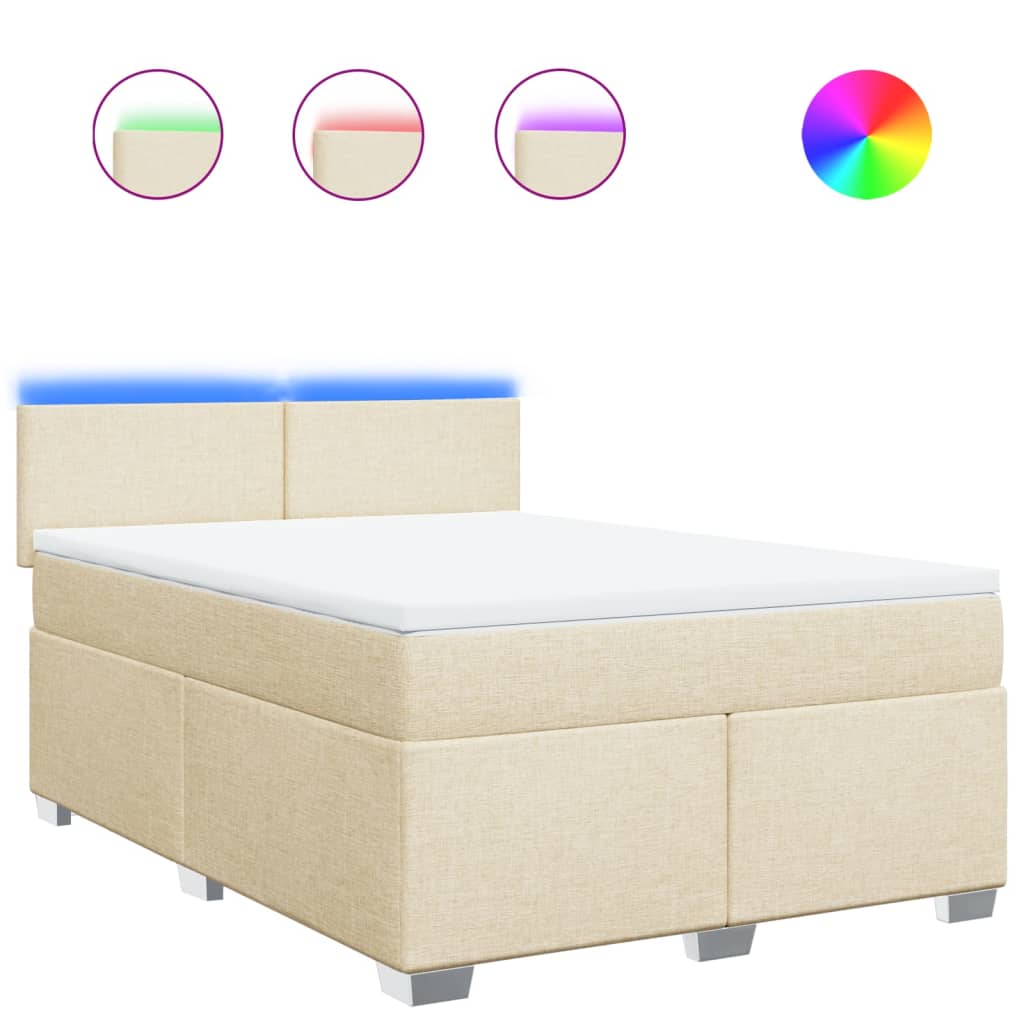 vidaXL Κρεβάτι Boxspring με Στρώμα Κρεμ 160x200 εκ. Υφασμάτινο