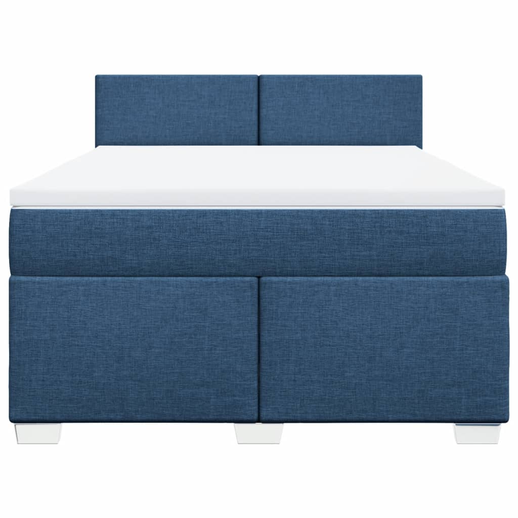 vidaXL Κρεβάτι Boxspring με Στρώμα Μπλε 160x200 εκ. Υφασμάτινο