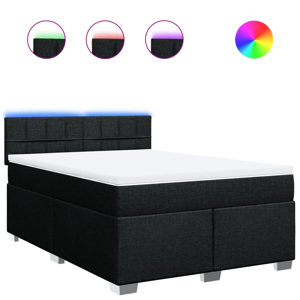 vidaXL Κρεβάτι Boxspring με Στρώμα Μαύρο 160x200 εκ. Υφασμάτινο