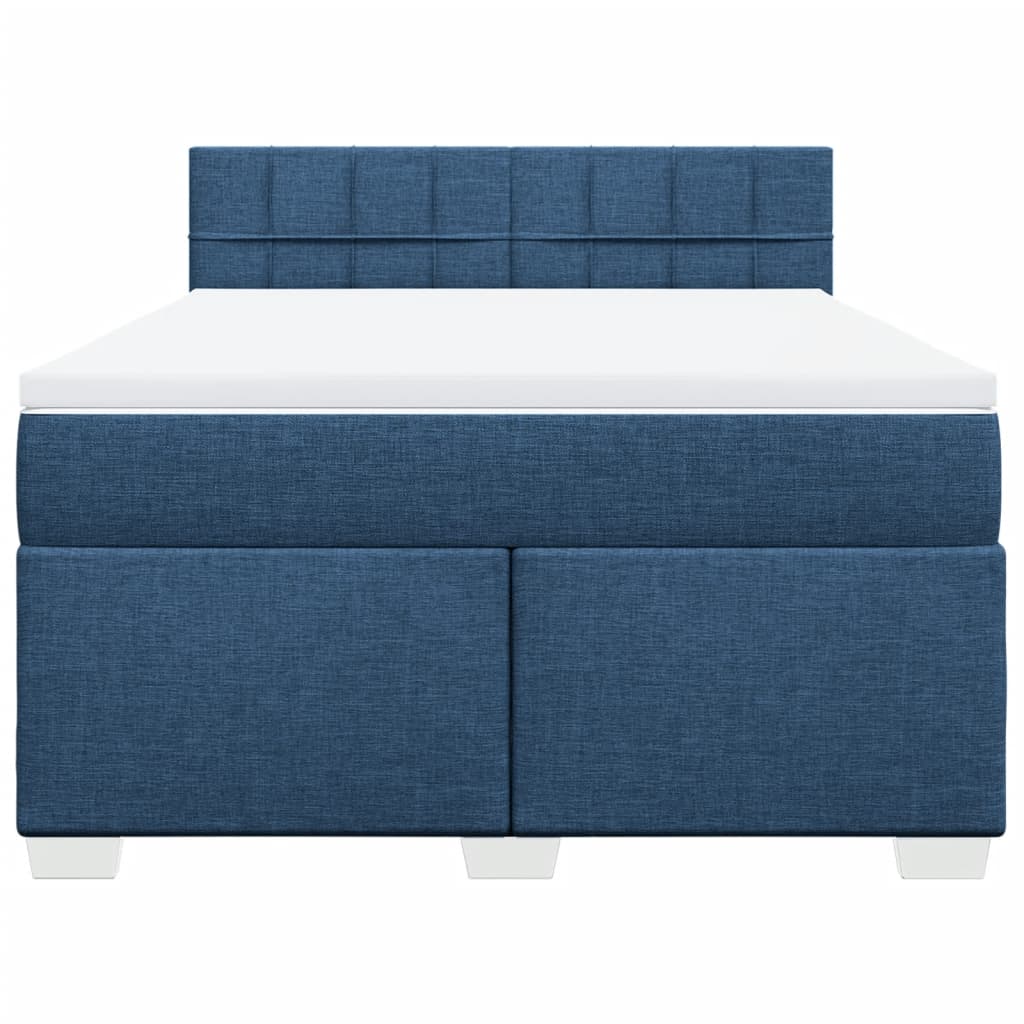 vidaXL Κρεβάτι Boxspring με Στρώμα Μπλε 160x200 εκ. Υφασμάτινο