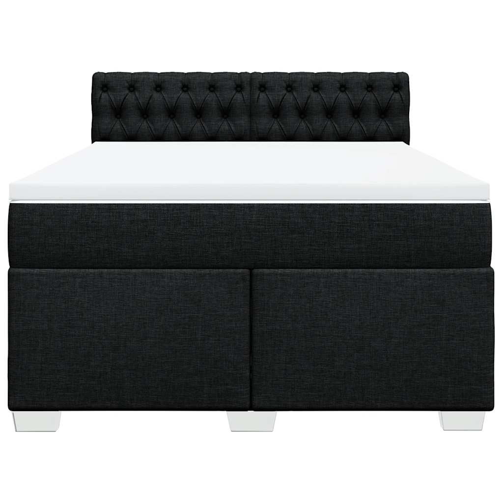 vidaXL Κρεβάτι Boxspring με Στρώμα Μαύρο 160x200 εκ. Υφασμάτινο